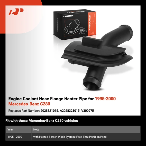 Engine Coolant Hose Flange Heater Pipe for 1995-2000 Mercedes-Benz C280