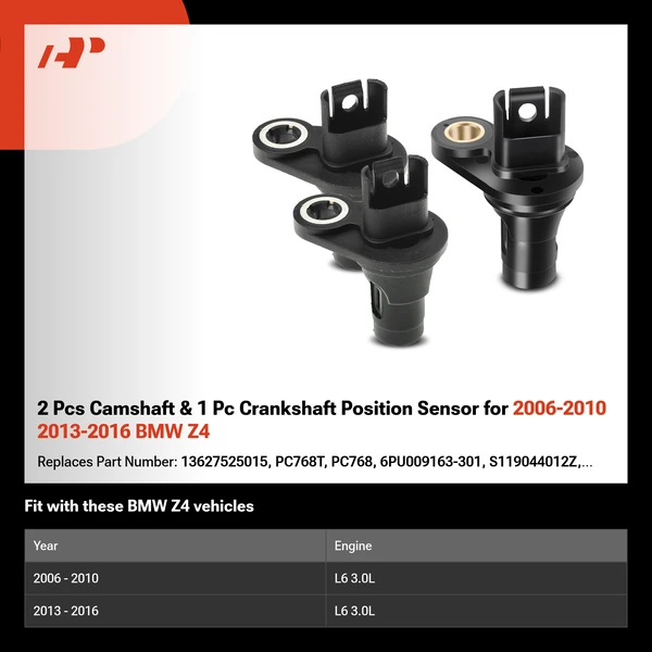 2 Pcs Camshaft & 1 Pc Crankshaft Position Sensor for 2006-2010 2013-2016 BMW Z4