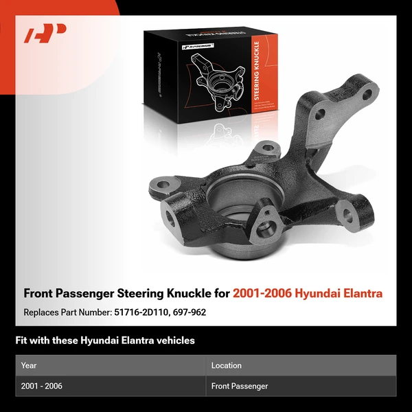 Front Passenger Steering Knuckle for 2001-2006 Hyundai Elantra