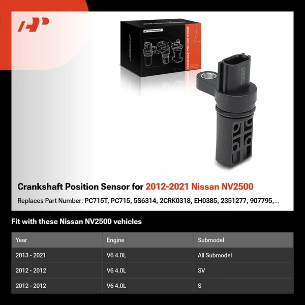 Crankshaft Position Sensor for 2012-2021 Nissan NV2500