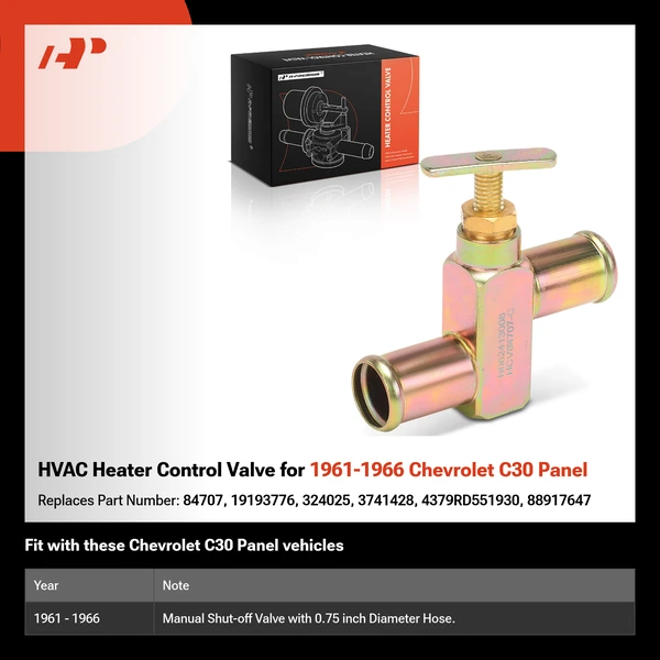HVAC Heater Control Valve for 1961-1966 Chevrolet C30 Panel