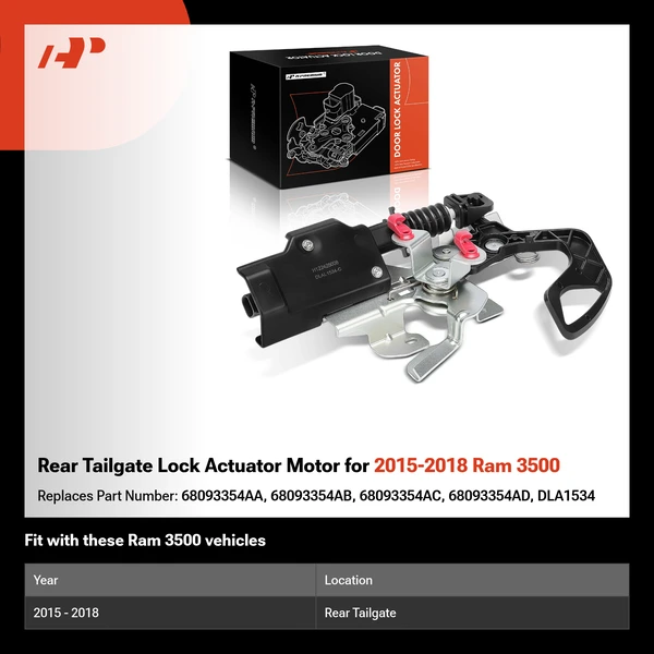 Rear Tailgate Lock Actuator Motor for 2015-2018 Ram 3500