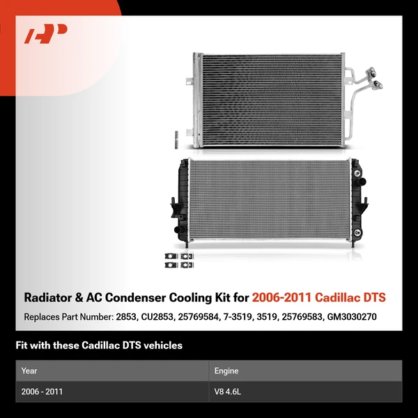 Radiator & AC Condenser Cooling Kit for 2006-2011 Cadillac DTS