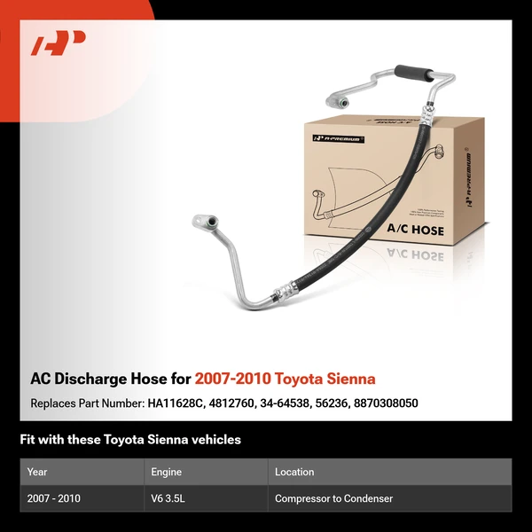 AC Discharge Hose for 2007-2010 Toyota Sienna