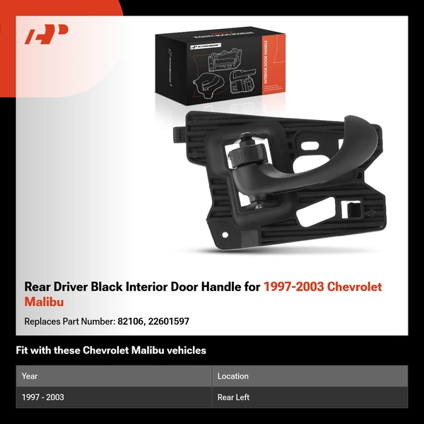 Rear Driver Black Interior Door Handle for 1997-2003 Chevrolet Malibu