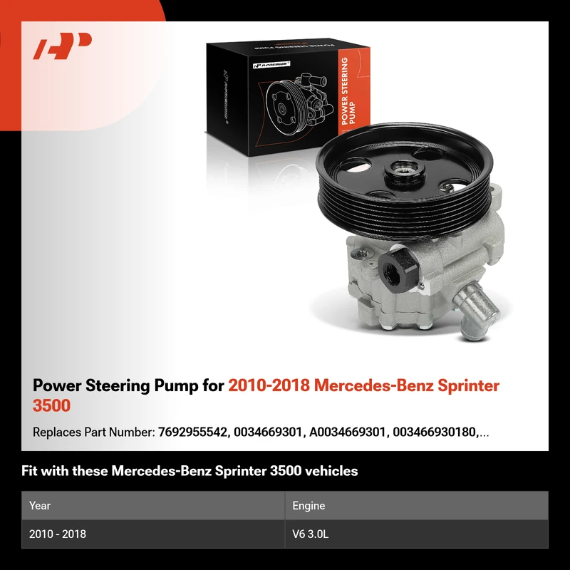 Power Steering Pump for 2010-2018 Mercedes-Benz Sprinter 3500