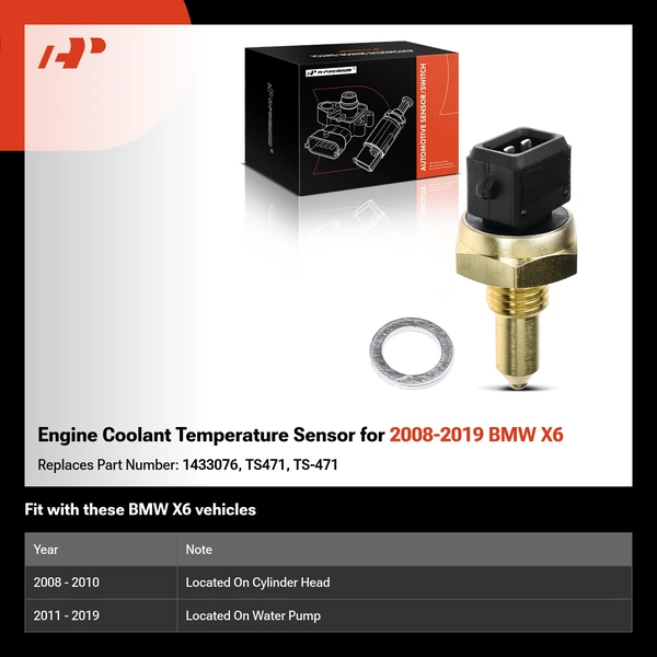 Engine Coolant Temperature Sensor for 2008-2019 BMW X6