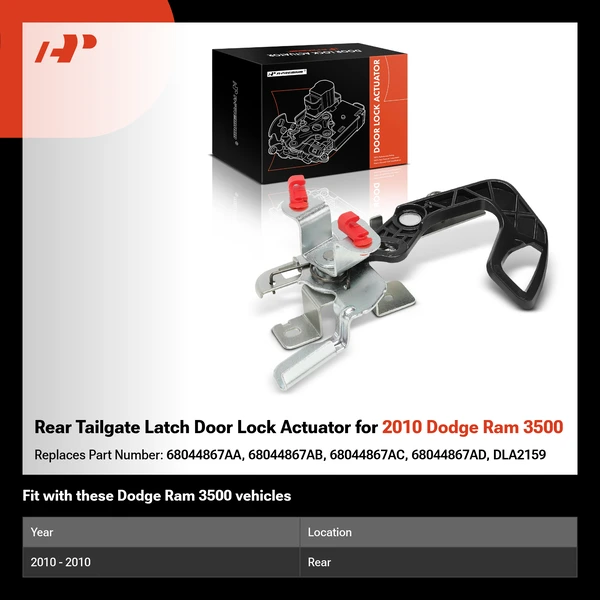 Rear Tailgate Latch Door Lock Actuator for 2010 Dodge Ram 3500