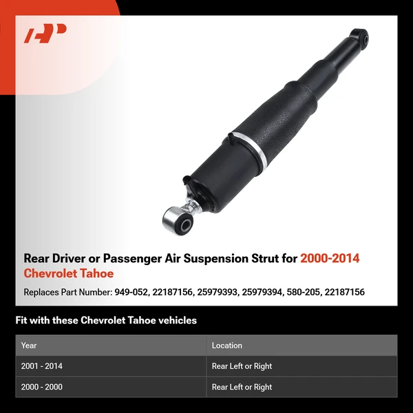 Rear Driver or Passenger Air Suspension Strut for 2000-2014 Chevrolet Tahoe