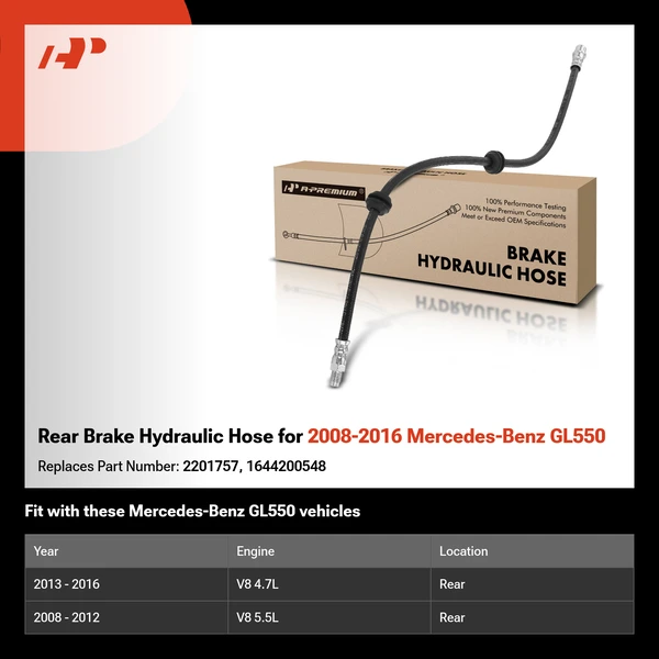 Rear Brake Hydraulic Hose for 2008-2016 Mercedes-Benz GL550
