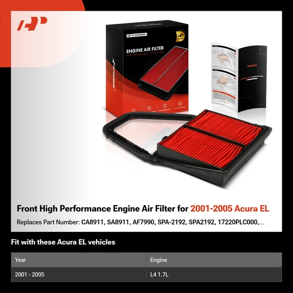 Front High Performance Engine Air Filter for 2001-2005 Acura EL