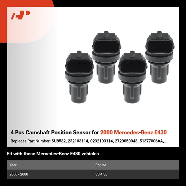4 Pcs Camshaft Position Sensor for 2000 Mercedes-Benz E430