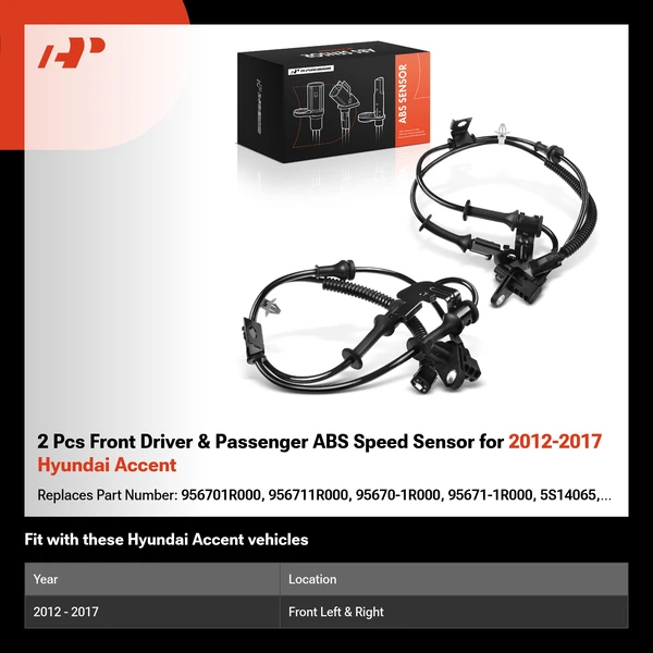 2 Pcs Front Driver & Passenger ABS Speed Sensor for 2012-2017 Hyundai Accent