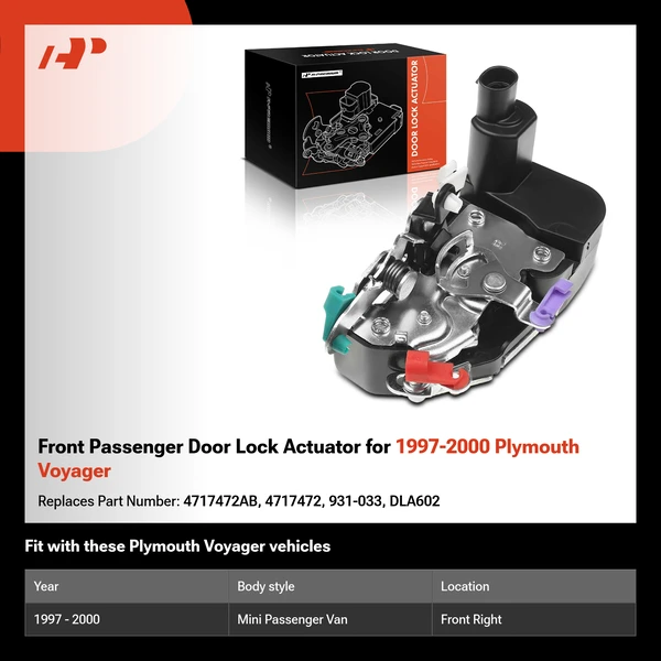 Front Passenger Door Lock Actuator for 1997-2000 Plymouth Voyager