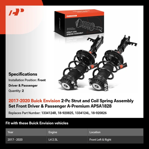 2017-2020 Buick Envision 2-Pc Strut and Coil Spring Assembly Set Front Driver & Passenger A-Premium APSA1828