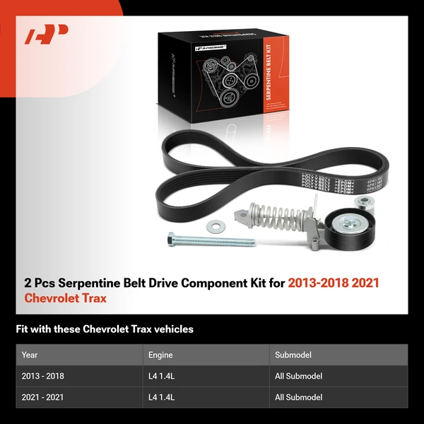 2 Pcs Serpentine Belt Drive Component Kit for 2013-2018 2021 Chevrolet Trax
