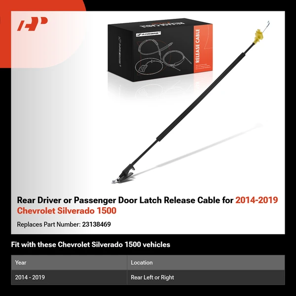 Rear Driver or Passenger Door Latch Release Cable for 2014-2019 Chevrolet Silverado 1500