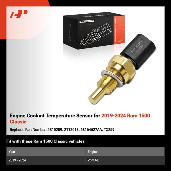 Engine Coolant Temperature Sensor for 2019-2024 Ram 1500 Classic