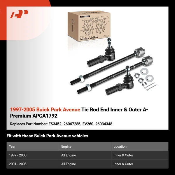 1997-2005 Buick Park Avenue Tie Rod End Inner & Outer A-Premium APCA1792