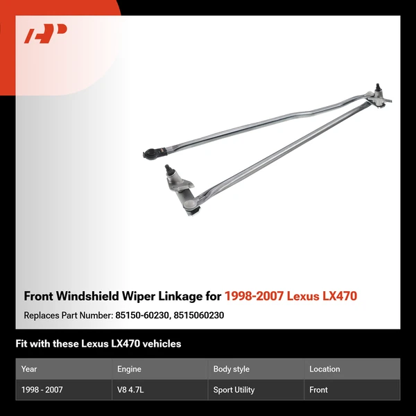 Front Windshield Wiper Linkage for 1998-2007 Lexus LX470