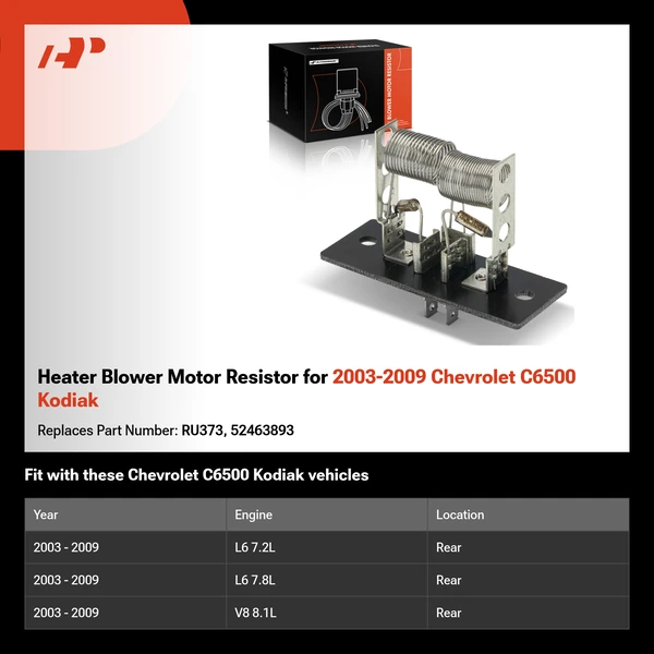 Heater Blower Motor Resistor for 2003-2009 Chevrolet C6500 Kodiak