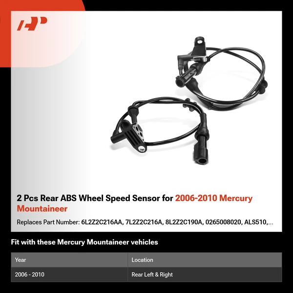 2 Pcs Rear ABS Wheel Speed Sensor for 2006-2010 Mercury Mountaineer