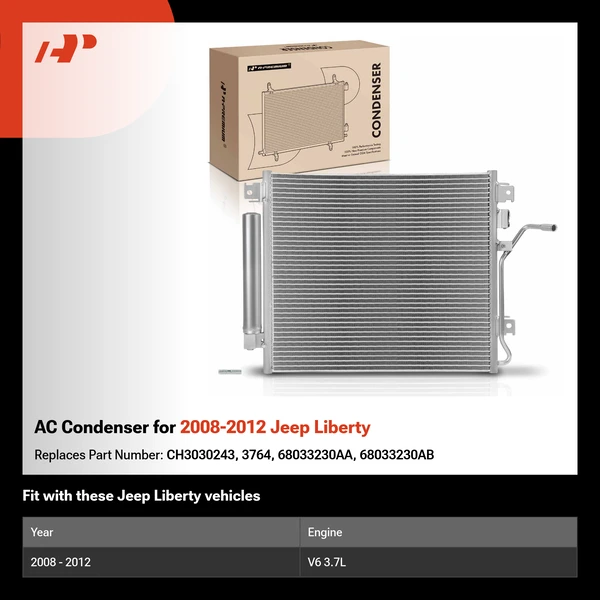 AC Condenser for 2008-2012 Jeep Liberty