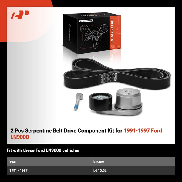 2 Pcs Serpentine Belt Drive Component Kit for 1991-1997 Ford LN9000