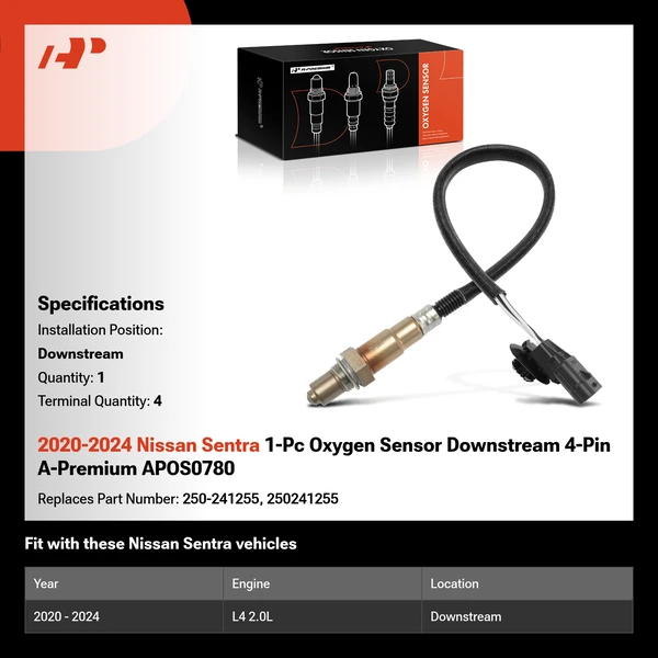 2020-2024 Nissan Sentra 1-Pc Oxygen Sensor Downstream 4-Pin A-Premium APOS0780