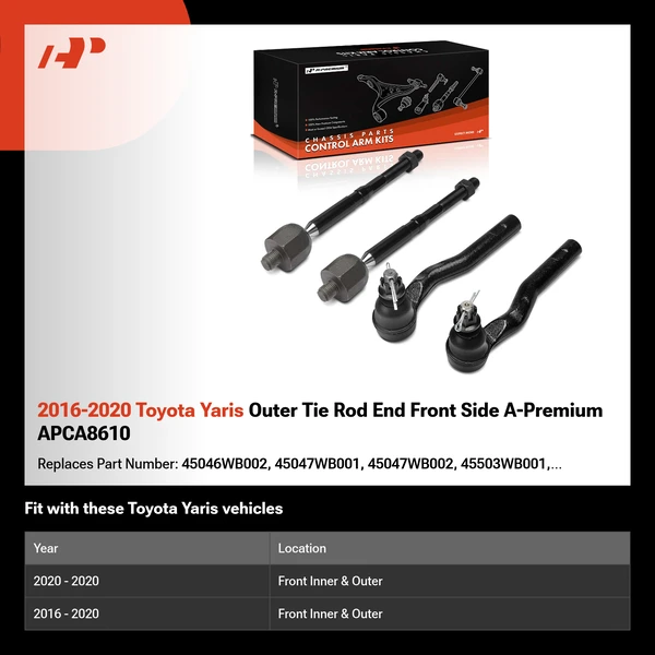 2016-2020 Toyota Yaris Outer Tie Rod End Front Side A-Premium APCA8610