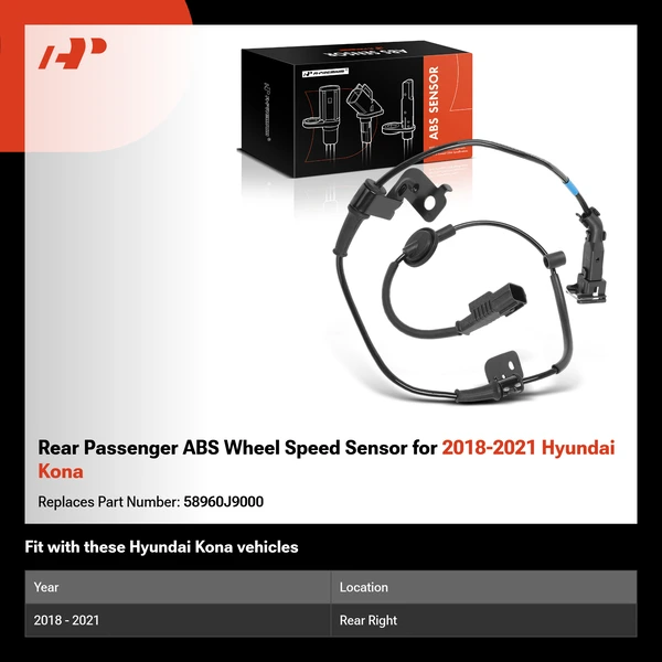 Rear Passenger ABS Wheel Speed Sensor for 2018-2021 Hyundai Kona