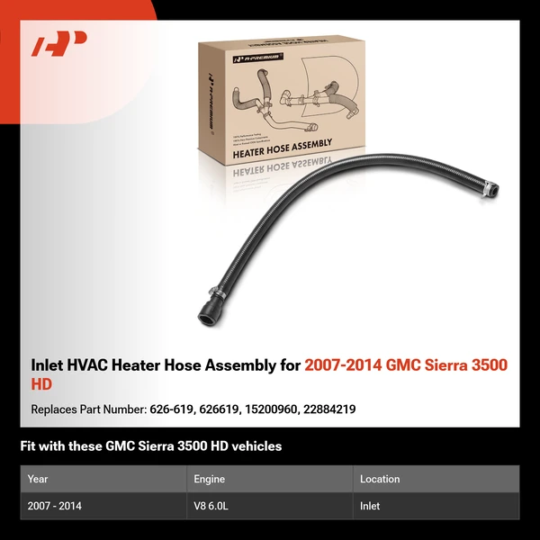 Inlet HVAC Heater Hose Assembly for 2007-2014 GMC Sierra 3500 HD
