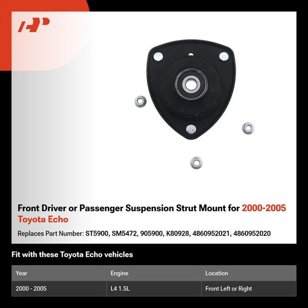 Front Driver or Passenger Suspension Strut Mount for 2000-2005 Toyota Echo