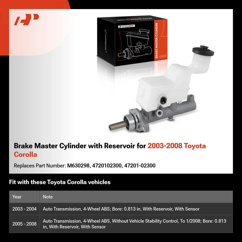 Brake Master Cylinder with Reservoir for 2003-2008 Toyota Corolla