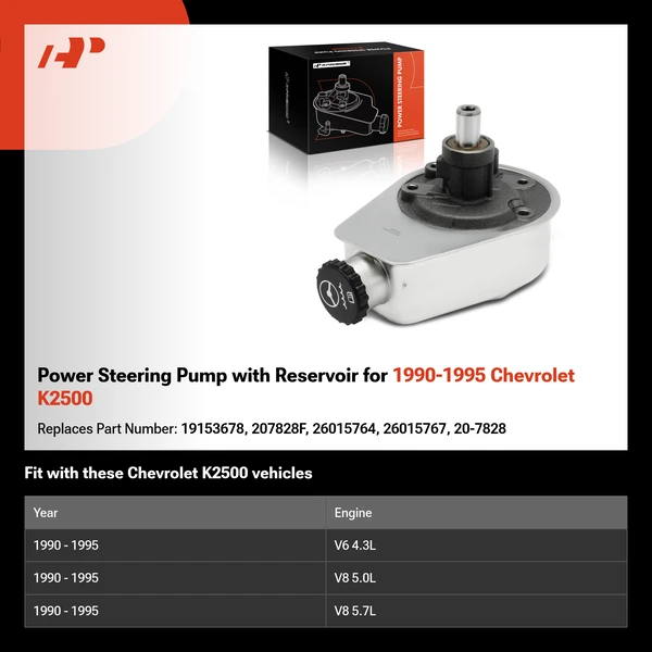 Power Steering Pump with Reservoir for 1990-1995 Chevrolet K2500