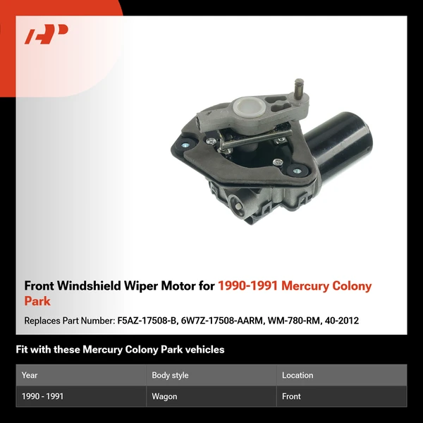Front Windshield Wiper Motor for 1990-1991 Mercury Colony Park