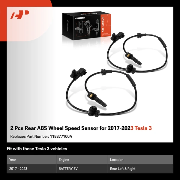 2 Pcs Rear ABS Wheel Speed Sensor for 2017-2023 Tesla 3