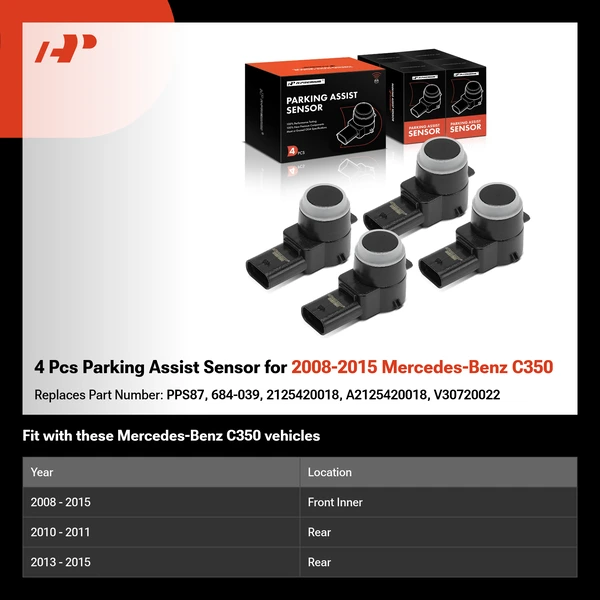 4 Pcs Parking Assist Sensor for 2008-2015 Mercedes-Benz C350
