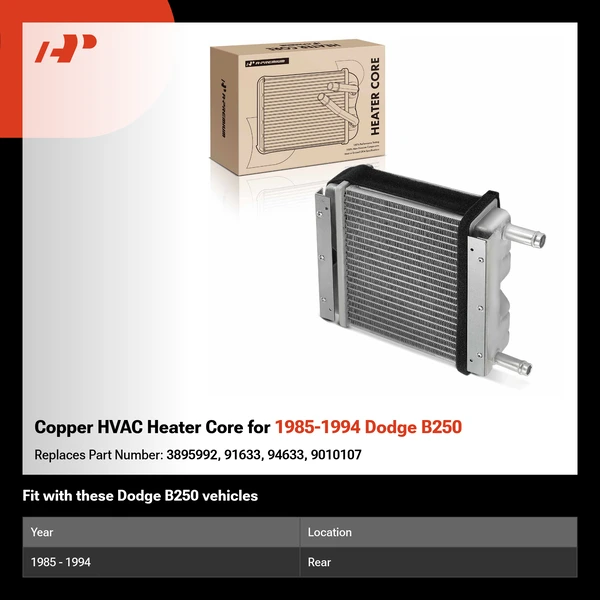 Copper HVAC Heater Core for 1985-1994 Dodge B250