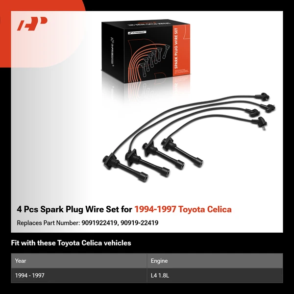 4 Pcs Spark Plug Wire Set for 1994-1997 Toyota Celica