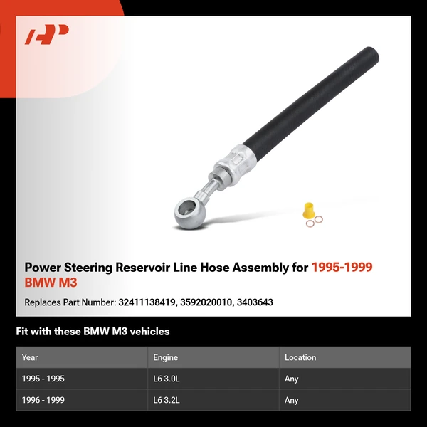 Power Steering Reservoir Line Hose Assembly for 1995-1999 BMW M3