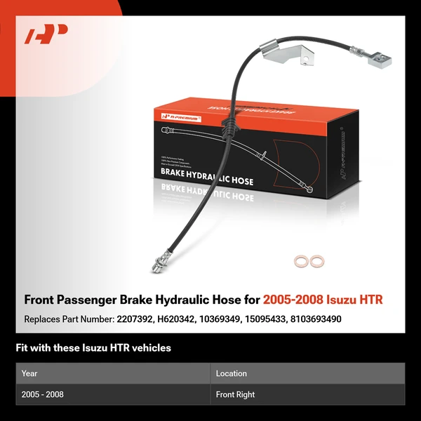 Front Passenger Brake Hydraulic Hose for 2005-2008 Isuzu HTR