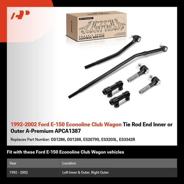 1992-2002 Ford E-150 Econoline Club Wagon Tie Rod End Inner or Outer A-Premium APCA1387