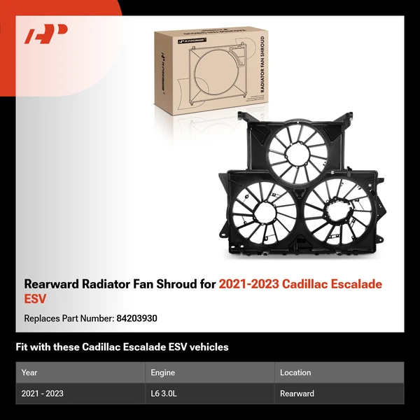 Rearward Radiator Fan Shroud for 2021-2023 Cadillac Escalade ESV