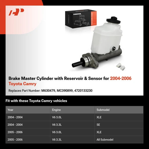 Brake Master Cylinder with Reservoir & Sensor for 2004-2006 Toyota Camry
