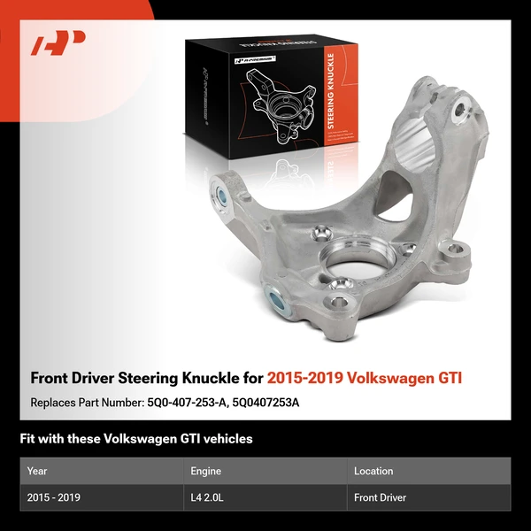 Front Driver Steering Knuckle for 2015-2019 Volkswagen GTI