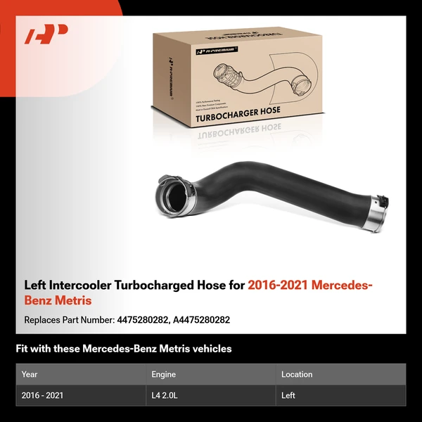 Left Intercooler Turbocharged Hose for 2016-2021 Mercedes-Benz Metris
