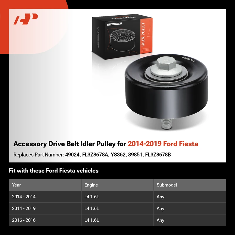 Accessory Drive Belt Idler Pulley for 2014-2019 Ford Fiesta