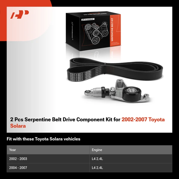 2 Pcs Serpentine Belt Drive Component Kit for 2002-2007 Toyota Solara