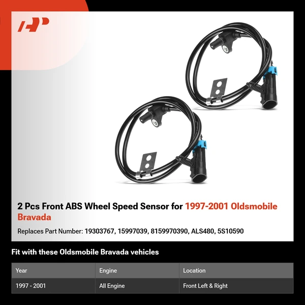 2 Pcs Front ABS Wheel Speed Sensor for 1997-2001 Oldsmobile Bravada